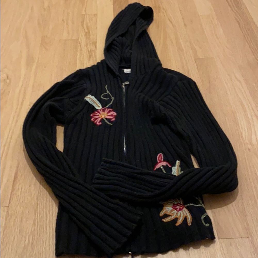 Black Cotton Cotton Sweater